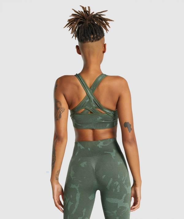 Damske Športové Podprsenky Gymshark Adapt Camo Seamless Zelene | TX6790451
